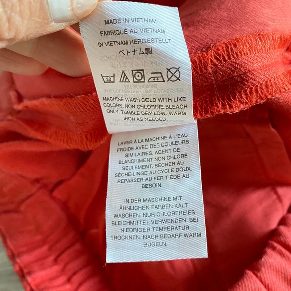 J.Crew Red Linen Blend Slit Hem Cropped Pants Elastic Waist Back Women's Size 8T - Picture 10 of 10